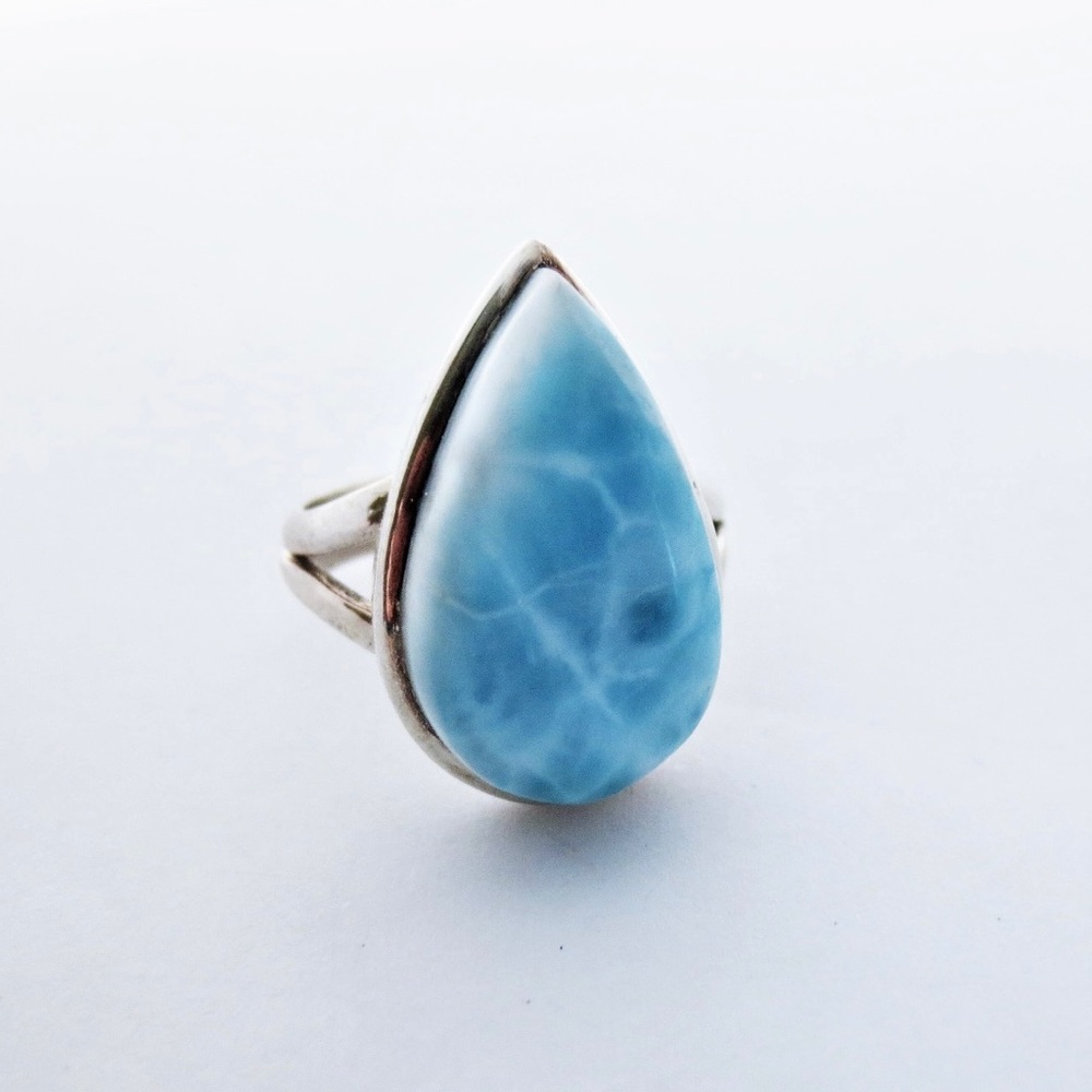 Larimar Gemstone Sterling Silver Ring Size 6 and a half EE Designs